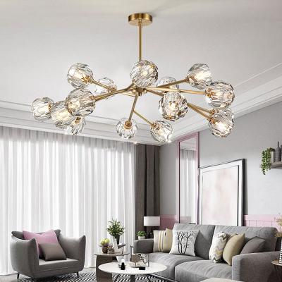 China Residential nordic glass pendant light luxury iron morden chandelier for living room and bedroom decorative premium lamp for sale