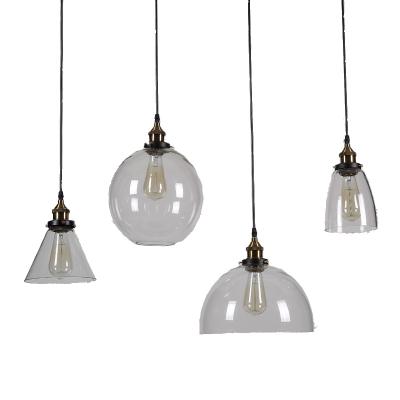 China Vintage Metal E27 Loft Farmhouse Decor Lamp Industrial Clear Glass Hanging Pendant Light Fixture For Restaurant Home Bar for sale