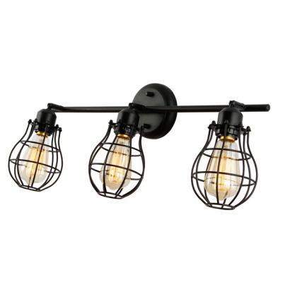 China Rustic Attic Three Brackets Lighting Indoor Metal Cage Wall Lamp For Bedroom And Living Room Remaining for sale