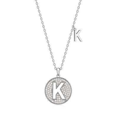 China Host Selling High Quality 925 Sterling Silver Moissanite Diamond Women Letter K Necklace for sale