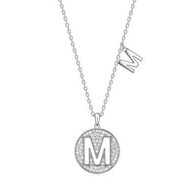 China Host Selling High Quality 925 Sterling Silver Moissanite Diamond Women's Letter M Necklace for sale