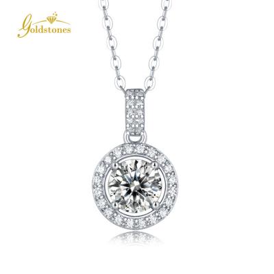 China Fashionable High End Luxury Moissanite Bag Halo Necklace Jewelry 925 Sterling Silver Hao Set Round for sale