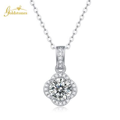 China Wholesale Price 1CT 925 Sterling Silver Necklace High Quality Romantic Halo Necklace For Women As Gift for sale