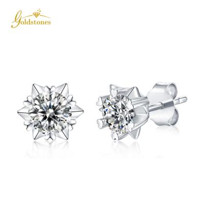 China Cute Hot Selling High Quality Moissanite Stud Earrings 925 Sterling Silver Snowflake Earrings For Ladies for sale