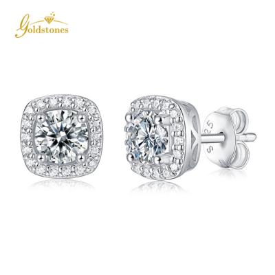 China Real Diamond White CLASSIC VVS Moissanite Diamond Hot Sale 0.5 Carat Bag Luxury Square Stud Earrings for sale