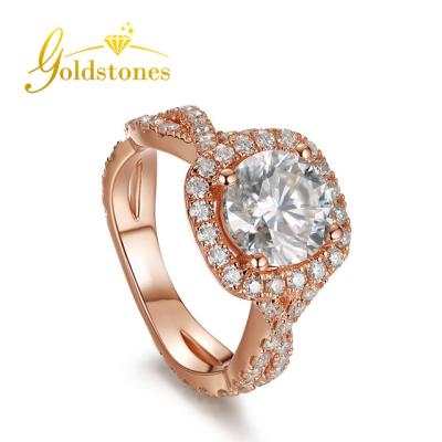 China Unique High Quality Luxury Women's Ring Customized TRENDY 9K 14K 18K Rose Gold Round Cut Moissanite for sale