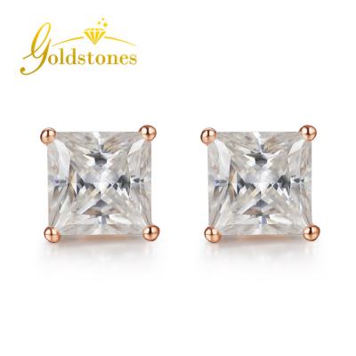 China Happy FASHIONABLE Princess Cut 9K 14K 18k Rose Gold Earrings Women Earrings 1ct 5.5*5.5mm Stud Earrings Jewelry for sale