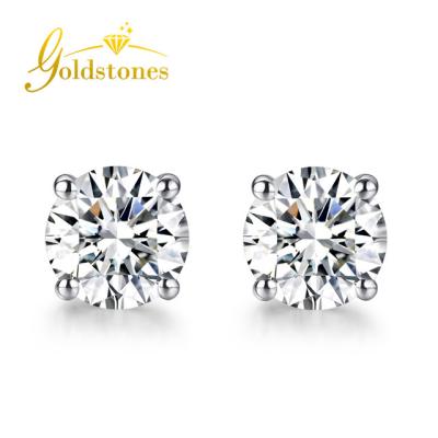 China Customized 1CT 9K 14K 18K Gold 6.5MM VVS Cut VVS Moissanite Fashionable White Round Shiny Luxury Stud Earrings for sale