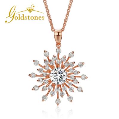 China Fashion Customized Rose Gold Snow Flower Gold Necklace Jewelry TRENDY VVS Moissanite 9K 14K 18k for sale