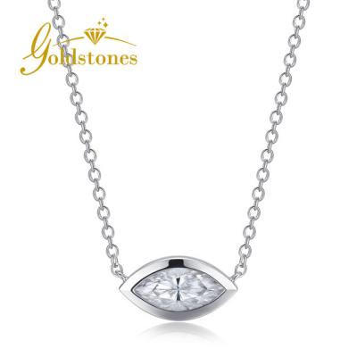 China Custom Gold TRENDY Fashion Moissanite Necklace 9K 14K 18K 2CT 6*12 Marquis Marquis Necklace Jewelry for sale