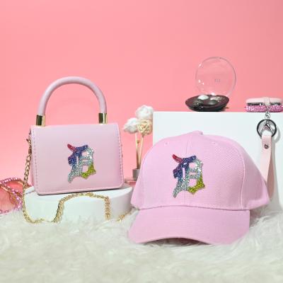 China Fashiong Latest Design High Quality 2022 Latest Design Rainbow Detroit Logo Women's Handbag Detroit Hat And Purse Multiple Set For Ladiers for sale