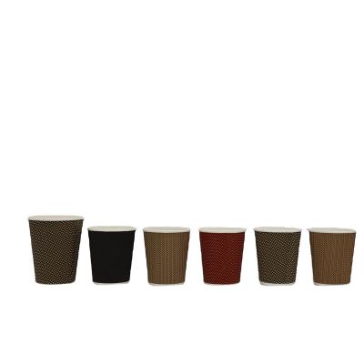 China Customs Printed Logo 2023 Disposable Disposable Recycle 6OZ 8OZ 12OZ 16OZ Ripple Wall Coffee Hot Stamping Paper Cups for sale