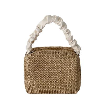 China 100% Eco-friendly Fashionable Natural Straw Beach Bags Women Handbags With Handle Fashion Leather Straw Purses Woven Handbags 2021 for sale