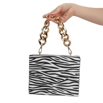 China Fashion Miaorui 2021 Zebra Pattern Box Bag Luxury PU Leather Bag Mini Chain Bag Evening Banquet Handbags For Women for sale