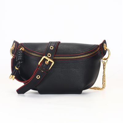 China The 2021 New Cowhide Waist Bag Cell Phone Chain Shoulder Anti-theft Leather Lady Bags Clip Fanny Pack for sale