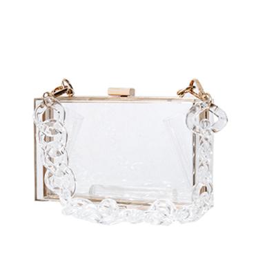 China Summer Acrylic Wholesale Ladies Purse Clear Boxed Cross - Body Handbag Fashionable Women Evening Clear Acrylic Clutch Bag for sale