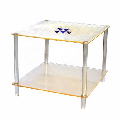 China Commercial Site Inspection Mini Clear Acrylic Console Warranty Table With Color Board Acrylic Dining Table Living Room Brown Coffee Table for sale