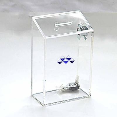 China Commercial Custom Rectangular Clear Acrylic Donation Box Small Suction Site Inspection Security Box For Wall for sale