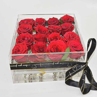 China Acrylic Clear Flower Display Wedding Flower Stand Rose Water Holder Display Box for sale