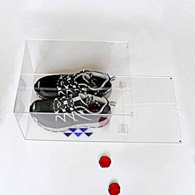 China Magnetic Dustproof Acrylic Storage Shoe Storage Clear Shoe Box for sale