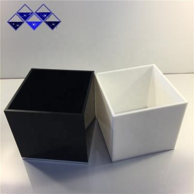 China Jewelry Storage Cube Rectangular Black Storage Box Acrylic Logo Printing for sale