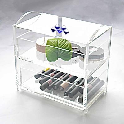 China High Quality Transparent Double Drawer Sustainable Makeup Clear Acrylic Storage Box for sale