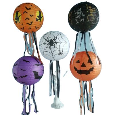 China Home Outdoor Pumpkin Spider Promotion Decoration Hanging Paper Lantern 25cm Halloween for sale