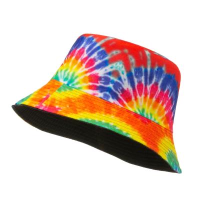 China Breathable Summer Kids Bucket Hat Baby Beach Baby Sun Checked Cute Tie Dye Kids Fisherman Hat for sale