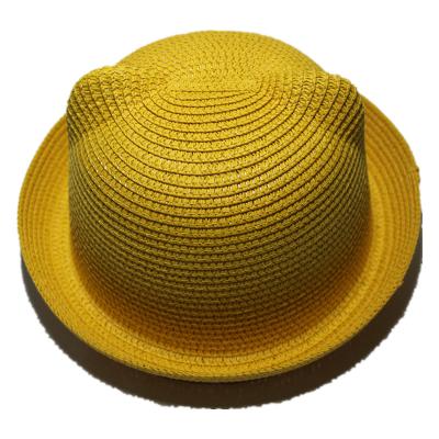 China Beach Kids Beach Hat Solid Color Summer Baby Cute Boy Straw Hat for sale