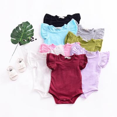 China Eco-Friendly Kids Clothes One Piece Summer Newborn Babies Ruffle Sleeve Romper Jumpsuit for sale