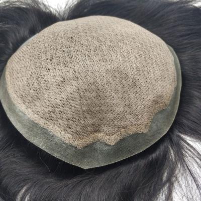 China Customized Wholesale Customized 100% Indian Hair Virgin Hair Toupee Lace Hairpieces Mono Body Wave GL Mens Wigs Replacement Thin Mono System Toupee For Men for sale