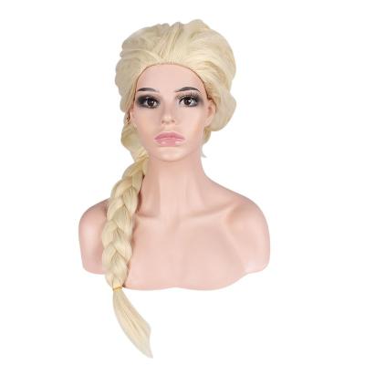 China Cheap Frozen Princess Knotless Braid Synthetic Peluca Sintetica Cosplay Wigs 100% Synthetic Hair Prices For White Woman for sale