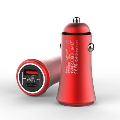 China Mobile Phone 20W Palladium Type C+ USB Car Charger Aluminum Alloy Car Adapter Fast Charging Car Cigarette Lighter For iPhone Samsung for sale