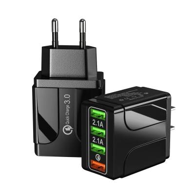 China Universal Wall QC3.0 4 USB Wall Travel Charger Adapter EU USA UK Plug Cell Phone Portable Charger For iPhone XS X Max 8 iPad Tablet for sale