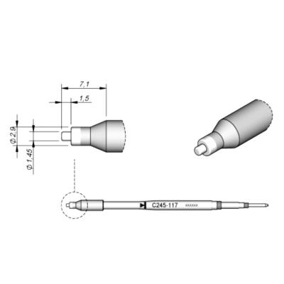 中国 JBC soldering tips C245117, welding bit C245-117 copper solder tips for JBC T245 handpiece 販売のため