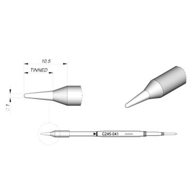 중국 JBC soldering tips C245041, welding bit C245-041 copper solder tips for JBC T245 handpiece 판매용