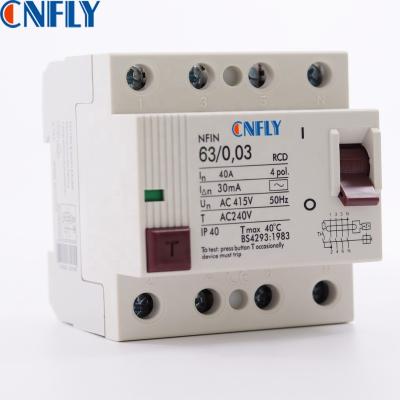 China 4P 40A 63A 100A 0.03A 0.1A 0.3A MAGNETIC RESIDUAL CURRENT DEVICE RCCB 6K for sale