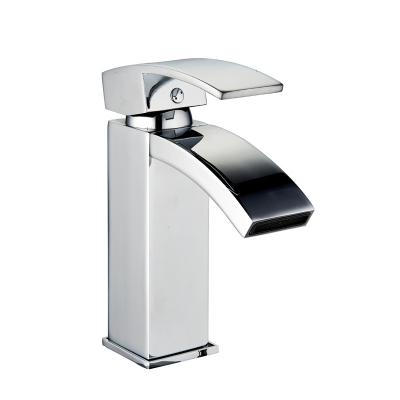 China Faucets Chrome Large Size Single Hole Metered Waterfall Basin Faucet for sale