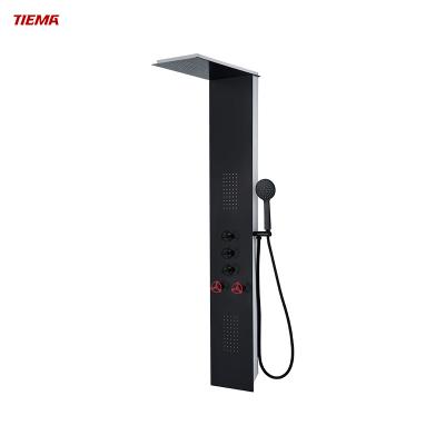 China Hot Selling TIEMA Sliding Bar Exterior Black Plate Wall Mounted Bathroom Faucet Shower Panels Without Panels for sale