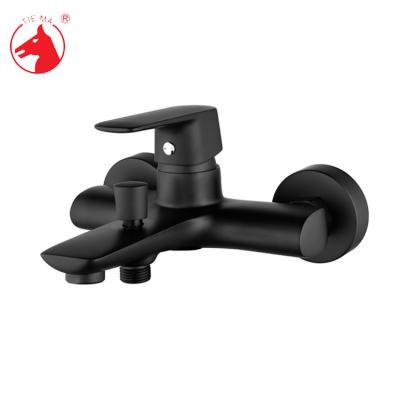 China Without Slide Bar Hot Black Bathroom Cold Water Shower Faucet Mixer Bath Faucets Set for sale