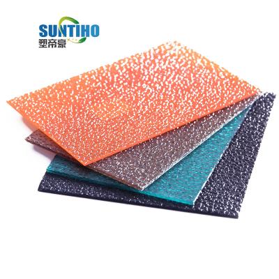 China 100% SUDIHAO Solid Waterproof Polycarbonate Diamond Embossed Sheet Awning Canopy Covering Sheet for sale