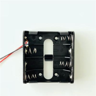 China Cheapest Price 4 AA/UM PP Black Color Plastic Battery Holder With Red And Black Color Lead Wire for sale