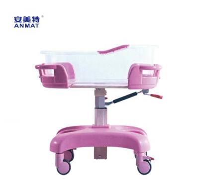 China JH-C001 hospital bed medical equipment hospital infant bed ABS medical baby trolley with scilent casters for sale