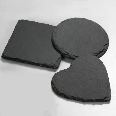 China Sustainable SLATE tray black SLATE placemats and coasters western restaurant handmade coaster wholesale slate coastone coaster for sale