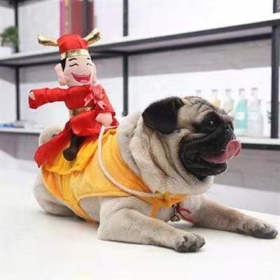 China Sustainable Pet Clothes Wear Cartoon Riding Dolls Transformed Funny Pet Clothes Dog Clothes Pet Supplies for sale