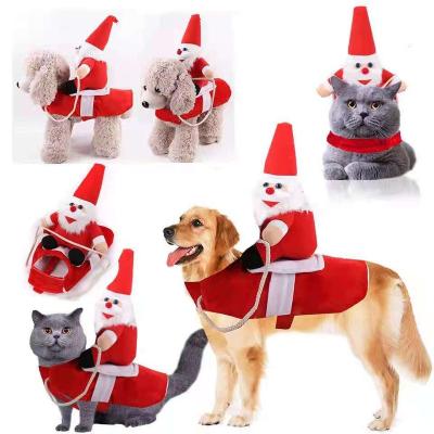 China Santa Claus Dogs Cats Costume Comfortable Christmas Pet Accessories Winter Cute Viable Warm Pet Clothes for sale