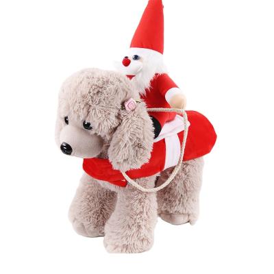 China Short Viable Plush Winter Christmas Pet Dress Up Funny Cosplay Santa Claus Dog Clothes Pet Christmas Costume Suits for sale