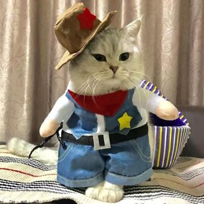 China Hot Selling Viable Cute Cowboy Funny Halloween Costume Dog Cosplay Dog Clothes for sale