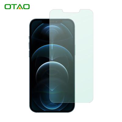 China OTAO 2.5D Bubble Free Anti Clear Lights Blue Tempered Glass For Iphone 13 12 11 Mini Pro Max Custom Screen Protector For iPhone X XR XS 8 7 for sale