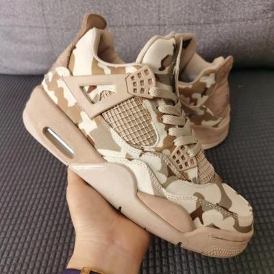 China Best Durable OG AJ 4 Retro Zapato Unionx DES Moss Hight Quality AJ Desert Camouflage Shoes Men and Women Sneakers Basketball Shoes for sale